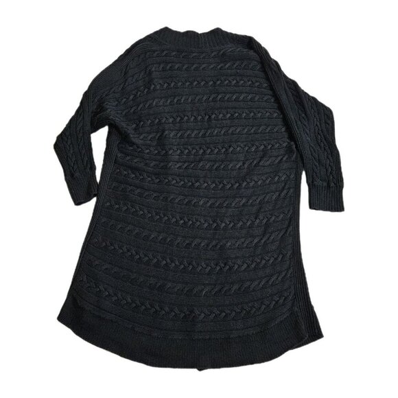 Lauren Ralph Lauren Cardigan Womens 1X Black Open Cable Knit Dolman 3/4 Sleeve - Picture 13 of 15